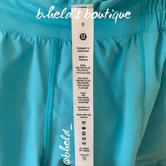 lululemon Hotty Hot High-Rise Lined Short 4" Electric Turquoise Blue Sz0 New NWT - Picture 7 of 12